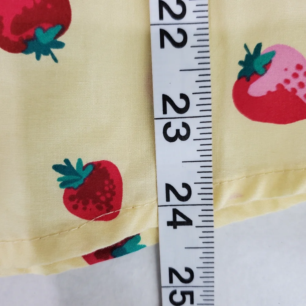 Laura Scott Stawberry Novelty Printed Button Down Sleeveless Top Yellow Size M - Picture 6 of 10